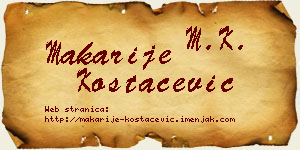 Makarije Kostačević vizit kartica